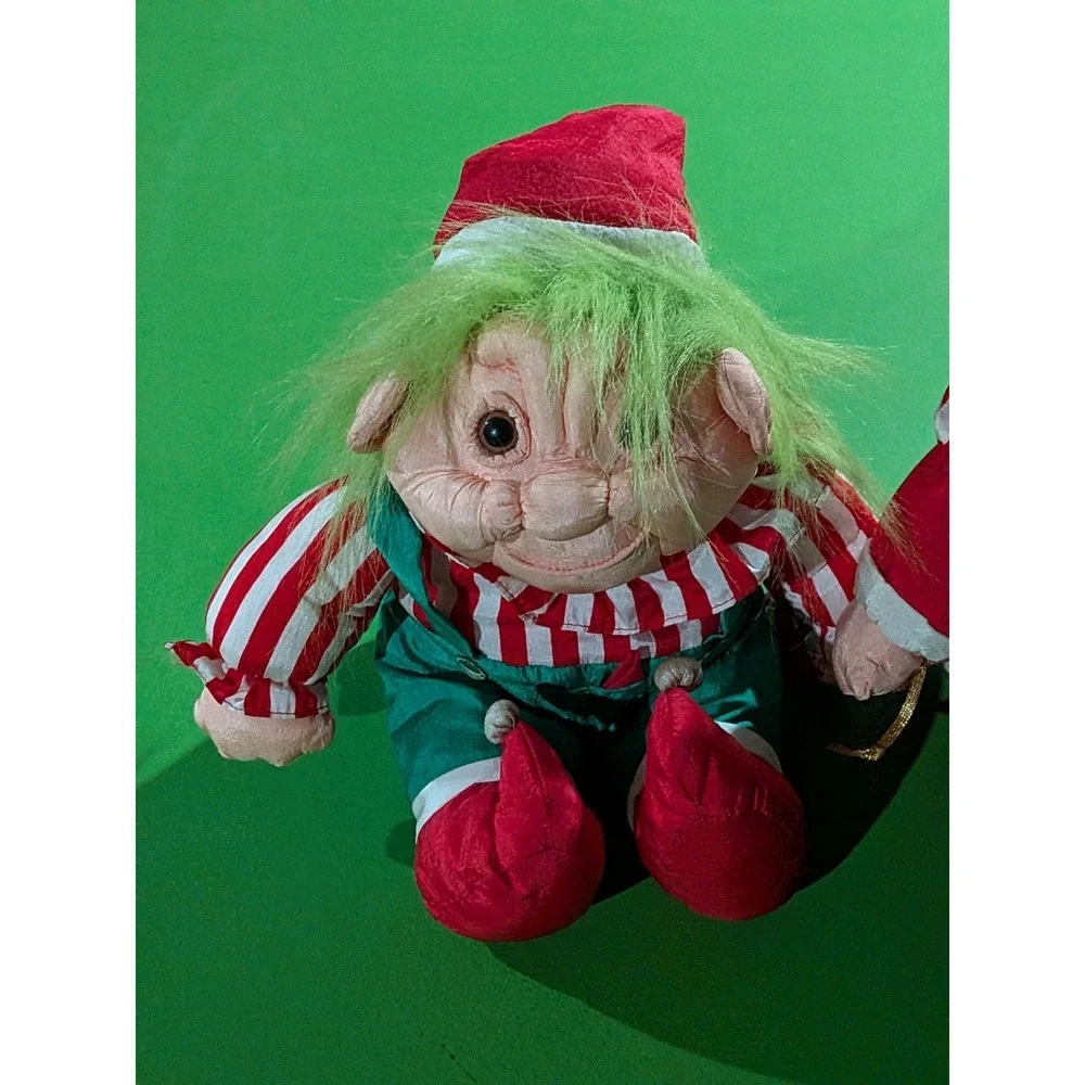 Vtg Elf Santa Troll Doll Christmas Plush Nylon International Silver 8
